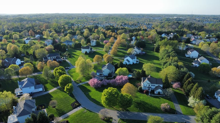 Virginia residential community aerial view